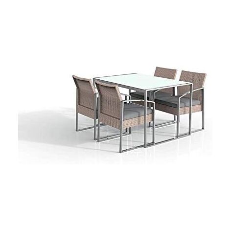 Garden Friend Esszimmer-Set Bilbao Weiß gewaschen (1 Tisch 4 Sessel)