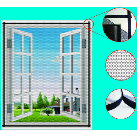 Garden Friend Moskitonetz für Fenster mit Klebeband Weiß L. 150 H. 180 cm
