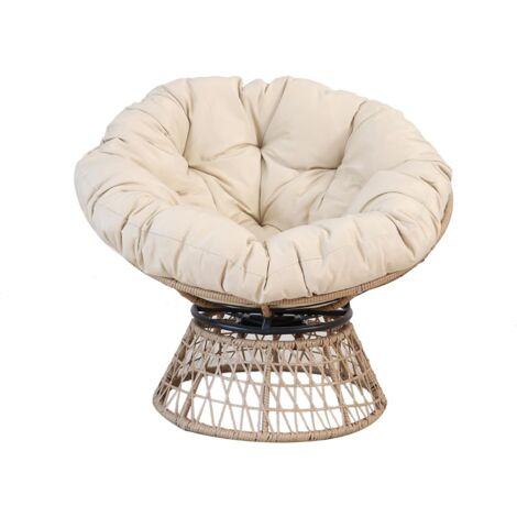Garden Friend POLTRONA BORA BORA Stahlrahmen naturfarbener Polyrattansitz mit beigem Kissen
