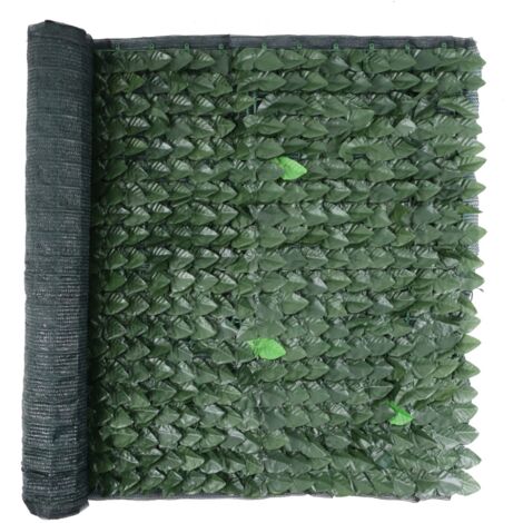 Garden Friend Recinzione in Pvc con foglie Lauro e Rete ombreggiante 1x3 m