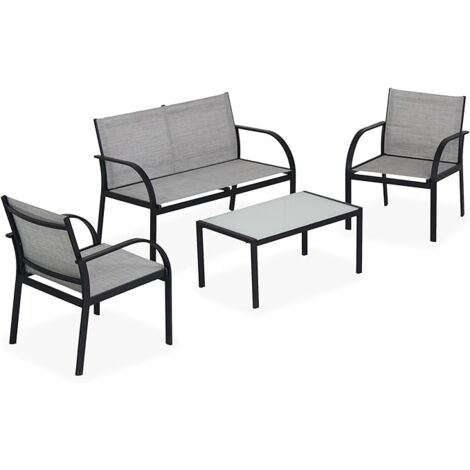 Garden Friend Salotto Ankara (2 Sessel 1 Tisch 1 Sofa) textilene Abdeckung grau mlange