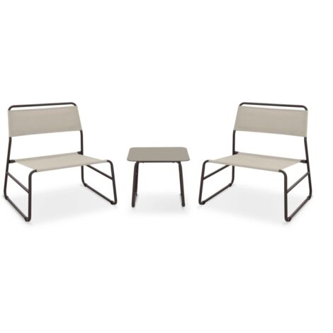 Garden Friend SALOTTO CANNES (tavolo e 2 poltrone) in acciaio color marrone e textilene color beige