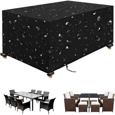 Garden Furniture Cover 180x120x74cm/LxWxH Black Outdoor Protective Tarp 420D Oxford Fabric Outdoor Garden Furniture Cover, Waterproof UV-Resistant Garden Furniture Cover