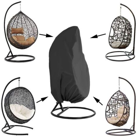 Garden Furniture Cover Hanging Chair Cover Garden Rattan Wicker Hanging Chair Waterproof Cover Protective Cover for Egg Chair Water and Dust Resistant - 190 X115cm, Black - RWGarden Furniture Cover