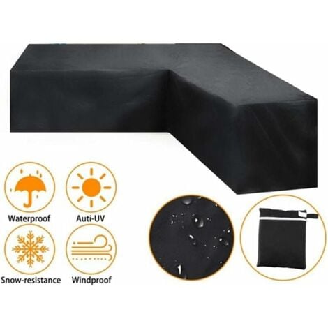 Garden Furniture Cover, L-Shaped Patio Furniture Cover, Waterproof Corner Sofa Cover, Oxford Fabric Patio Furniture Cover (215 x 215 x 87 cm).