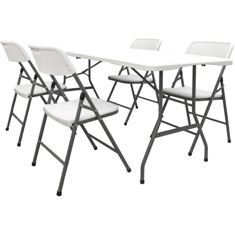 Garden Furniture Set - 180 cm table 4 Chairs Foldable Seating Group Weatherproof