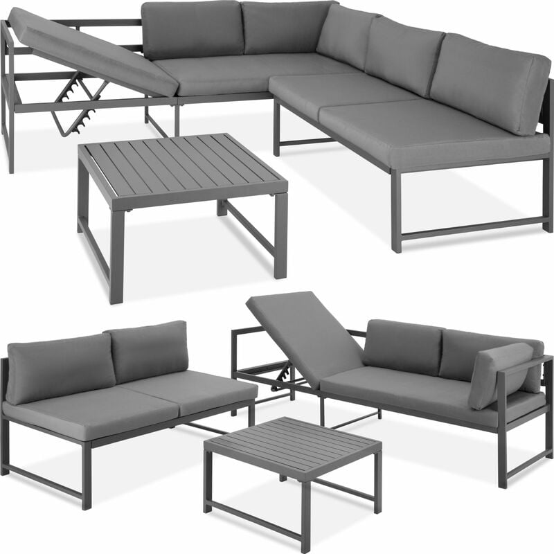 Garden furniture set Faro - outdoor sofa, garden sofa set, patio set - slats - grey