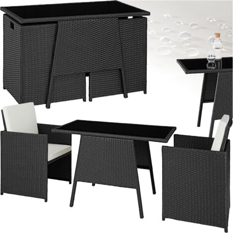 Garden Furniture Set Lausanne - 2 chairs, 1 table, bistro set, weather resistant - garden tables and chairs, garden furniture set, outdoor table and chairs - black