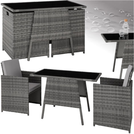Garden Furniture Set Lausanne - 2 chairs, 1 table, bistro set, weather resistant - garden tables and chairs, garden furniture set, outdoor table and chairs - grey