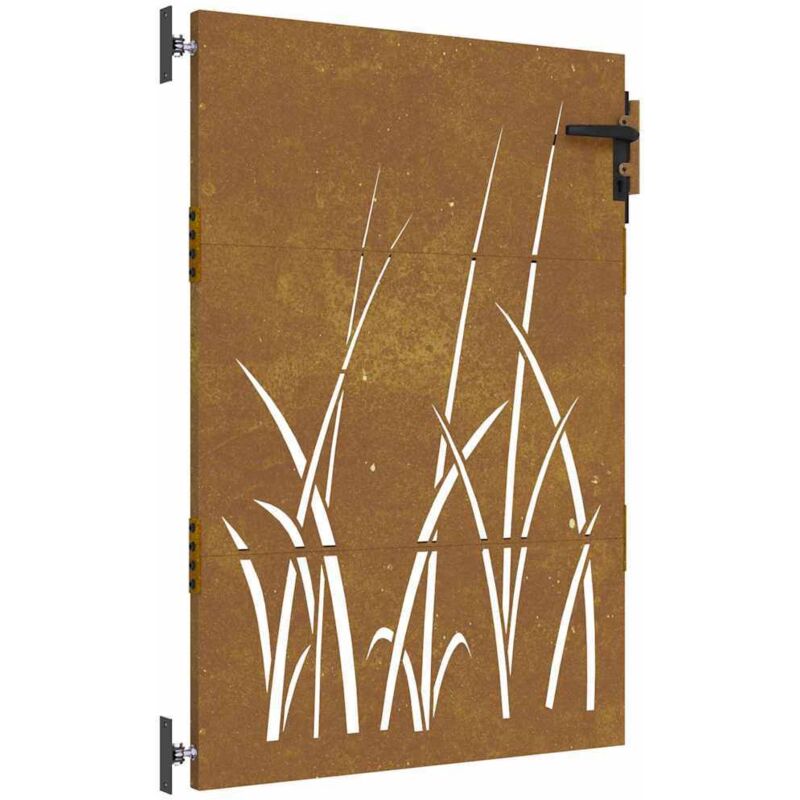 Garden Gate 85x125 Cm Corten Steel Grass Design Vidaxl
