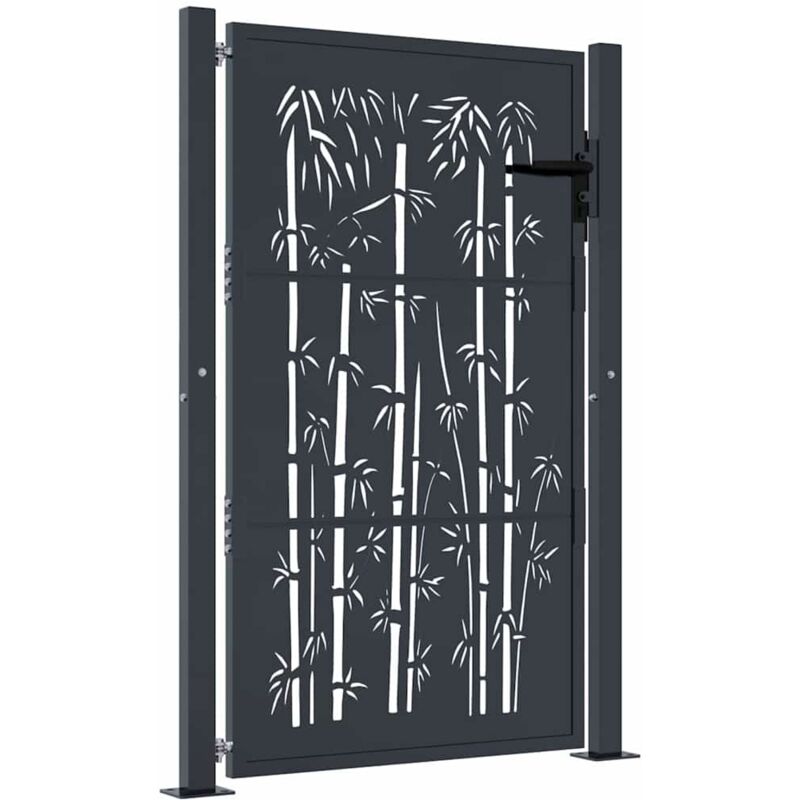 Garden Gate Anthracite 105x155 Cm Steel Bamboo Design Vidaxl