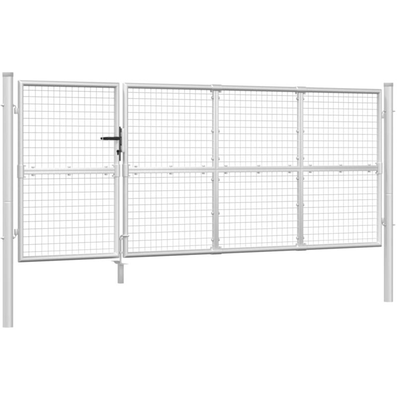 Mesh Garden Gate Silver 350x175 Cm Galvanised Steel Vidaxl