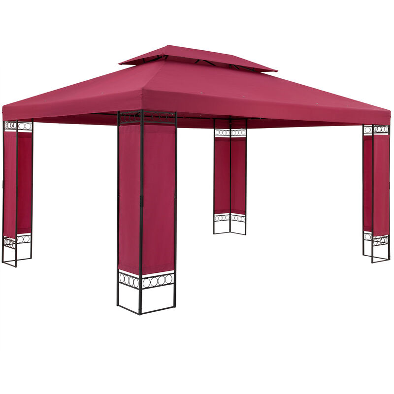 Casaria - Garden Pavilion Elda Outdoor Patio Canopy Shelter 3x4m Gazebo Red
