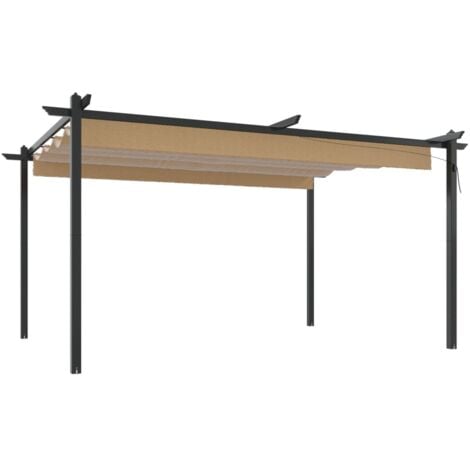 Garden Gazebo with Retractable Roof 4x3 m Taupe vidaXL