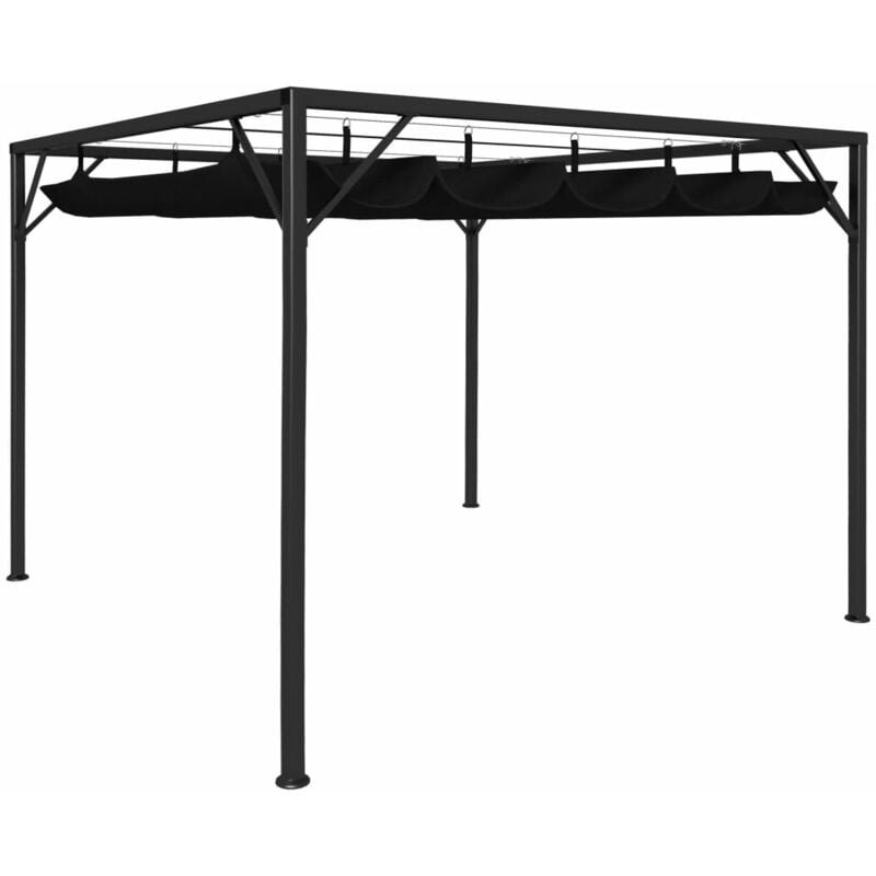 Garden Gazebo with Retractable Roof Canopy 3x3 m Anthracite Vidaxl