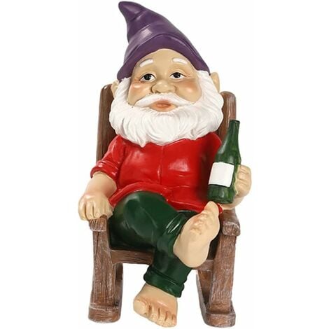 Garden GNOME Chair GNOME Figures Mini Garden Miniature Statue Resin Dwarf Fairy Mini Naughty Gnomes Garden Ornaments for Outdoor Garden Accessories