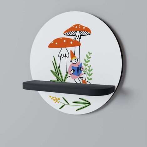 GARDEN GNOME Rundes Regal Schwarz