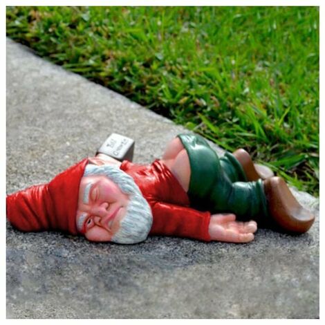 Garden Gnome Statue - Stinky Jardin Gnome -Funny Drunk Garden Dwarf