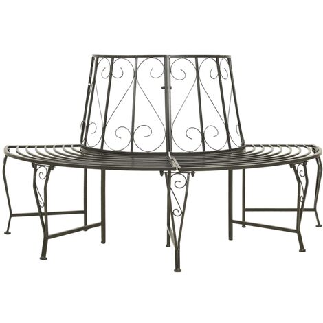 Garden Half Round Tree Bench 160 cm Steel vidaXL