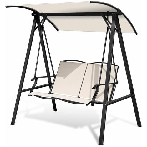 main image of "Garden Hammock Swing Chair Seat Outdoor 2 Person Loveseat Adjustable Canopy"