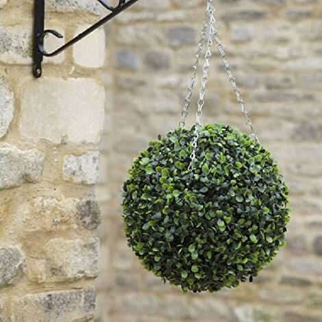 Garden Hanging Boxwood Ball Decorative Ornamental Outdoor Indoor Wall Mounted Bracket Chain Hook Garden Ornament 40cm