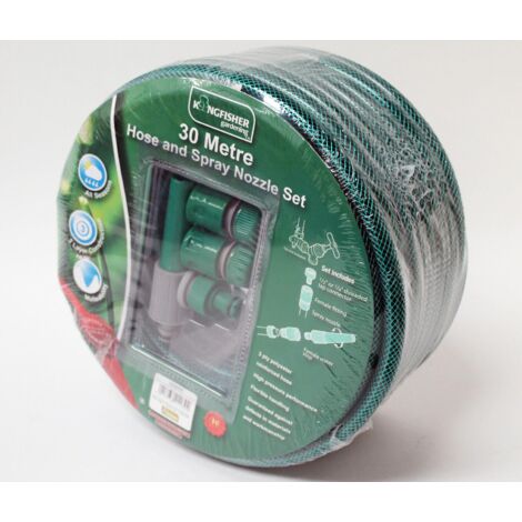 Garden Hose 30m and Spray Nozzle Set Watering System Heavy Duty Plant Care Tools