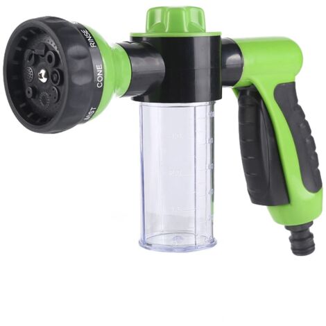 Garden Hose Nozzle, 8 Modes Adjustable Water Flow, Garden Shower for Hose, Car Washing, Sidewalk Cleaning and Pet Bathing (Green)