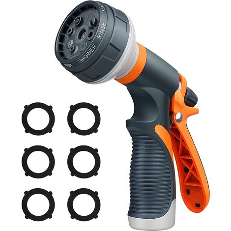 Uniticber Garden Hose Nozzle Heavy Duty Water Hose Nozzle Sprayer Thumb Control with 8 Adjustable Spray Patterns Perfect for Watering Lawns Cleaning Washing Cars and Bathing Pets 