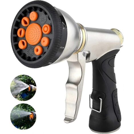 Garden Hose Nozzles 9 Adjustable Patterns Hose Spray Nozzle Heavy Duty Metal Hose Nozzle Spray Slip Resistant Water Sprayer for Cleaning/Watering Lawn