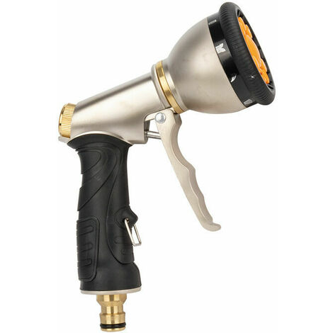 Garden Hose Pipe Spray Gun, 9 Adjustable Patterns Garden Hose Gun, Metal Multifunction Water Sprayer for Plant Watering, Car and Pet Washing (with 4Pcs Brass Connectors)