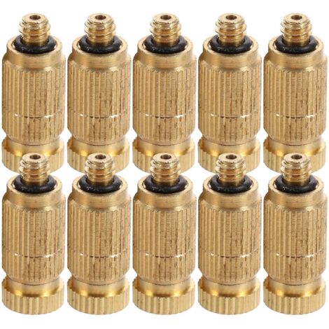 Garden Hose Spray Nozzle Misting Nozzle Atomizing Mister Nozzle Head For Agricultural Irrigation System Golden 10Pcs