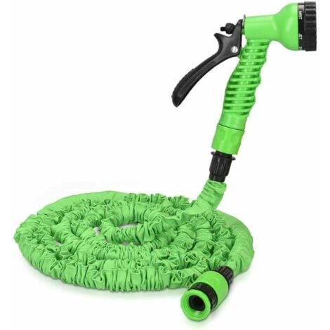 Garden Hoses 30M Expandable Flexible Hose Garden Water Hose with Brass Fittings/7 Function Nozzles for Garden Watering (Green)