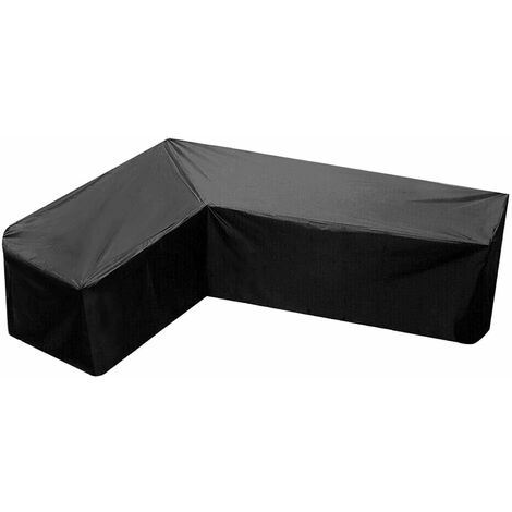 Garden L-Shape Furniture Cover Waterproof, 210D Oxford Fabric Outdoor Rattan Corner Sofa Cover 192x260x78cm