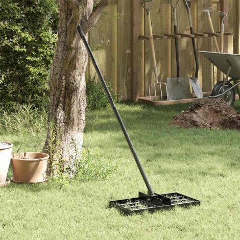 Garden Leveling Rake Black 45 x 25 x 200 cm Powder-Coated Steel vidaXL