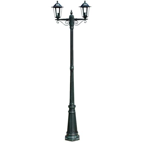 Garden Light Post 2-arms 215 cm Dark Green/Black Aluminium vidaXL