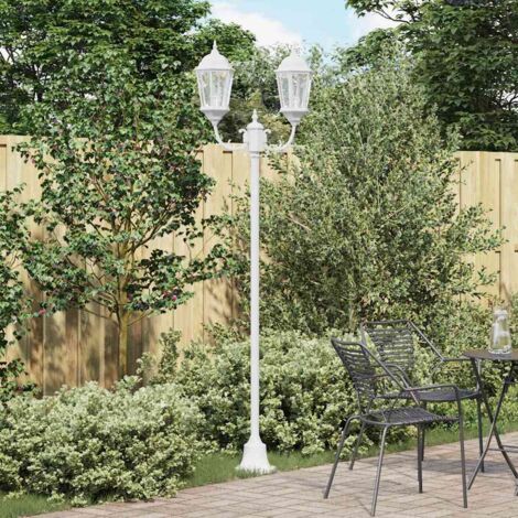 Garden Light Post 2-Lamp E27 White 220 cm Aluminium vidaXL