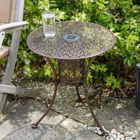 Garden Light Table Solar LED Illumination, Silhouette Patio Bistro Table Light Garden LED