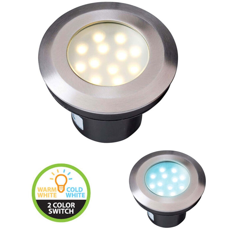 Garden Lights - Spot led Encastrable Sol 2W 43lm IP67 - Blanc Chaud/ Blanc Froid 3000-6000K