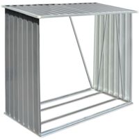 Garden Log Storage Shed Galvanised Steel 163x83x154 cm Grey