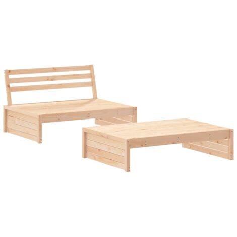 Garden Lounge Set  Natural Pine  Solid Pine Wood  Medium  Modular vidaXL