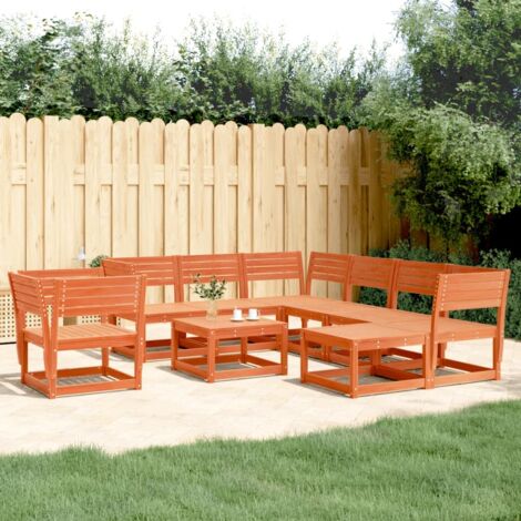 Garden Lounge Set  Wax Brown  Solid Pine Wood  8 Piece Set  Modular vidaXL