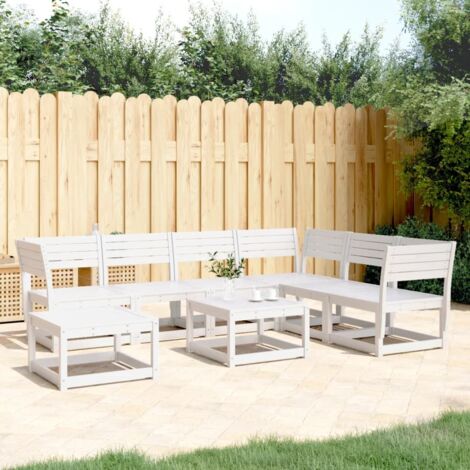 Garden Lounge Set  White  Solid pine wood  7 Piece Set  Modular vidaXL