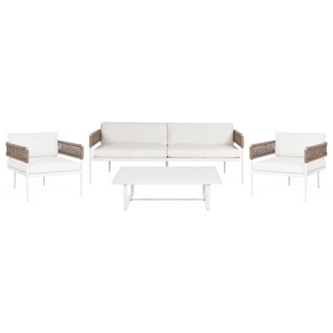 Garden Lounge Set with Table 5 Seater SERLA Metal White