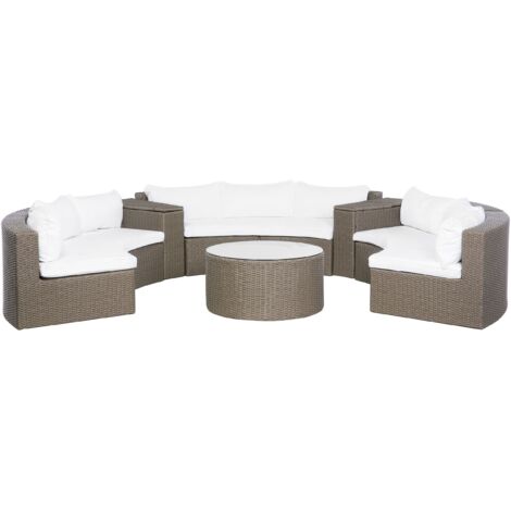 Garden Lounge Set with Table 9 Seater SEVERO PE Rattan Brown