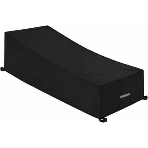 Garden Lounger Cover with Ventilation Slots, Waterproof, Windproof, UV-Resistant, Durable 600D Oxford Fabric, Protective Cover for Sun Lounger, Deck Chair (2107540/80 cm) - Black