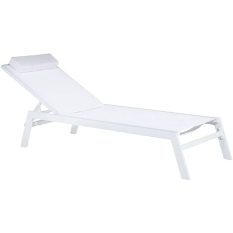 Garden Lounger White Aluminium Frame Adjustable Backrest Cushion Catania II