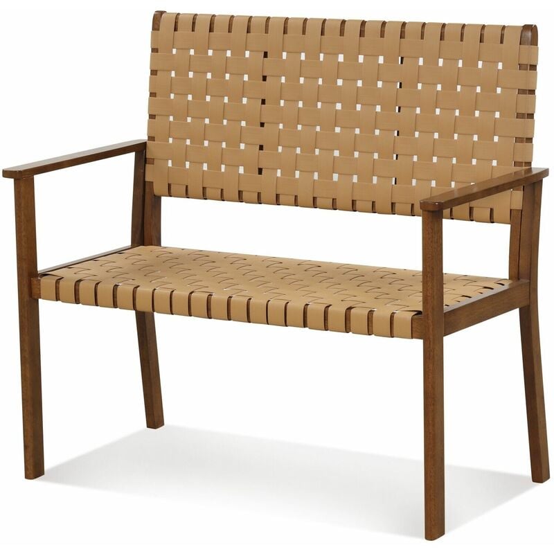 Costway - Garden Loveseat Bench Patio Chair Elegent 2-Seater Conversation Chair pu Seat