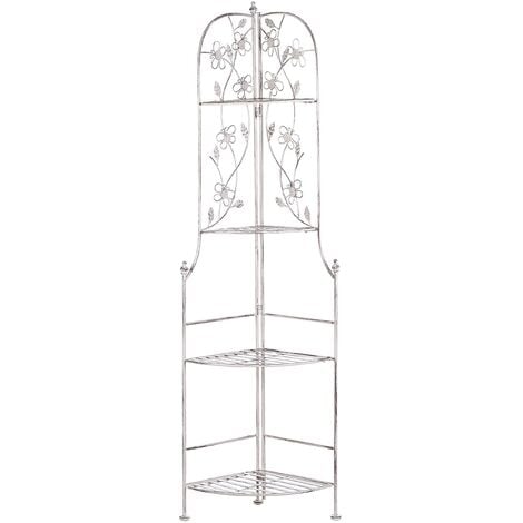 main image of "Garden Metal Corner Ladder Shelf White Indoor Outdoor Bathroom Biella"