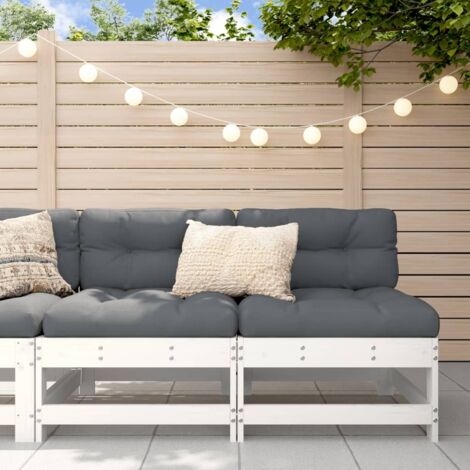 Garden Middle Sofas 2 pcs White Solid Wood Pine vidaXL
