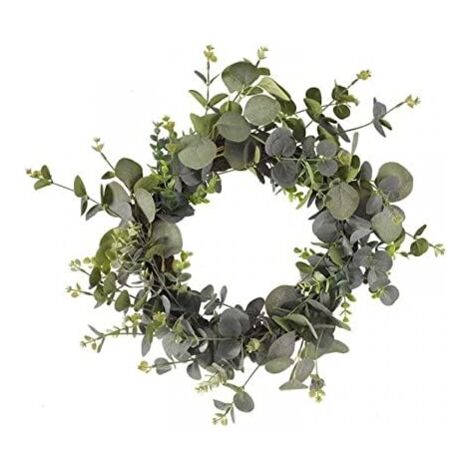 Garden Mile 40cm Floral Artificial Eucalyptus Foliage Ornamental Wreath Wall Hanging Fence Door Decoration (Verde)